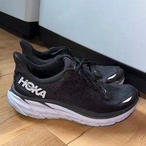Hoka Black and White Athletic Shoes
